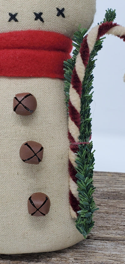 Primitive Snowman with Candy Cane - A Rustic Feeling