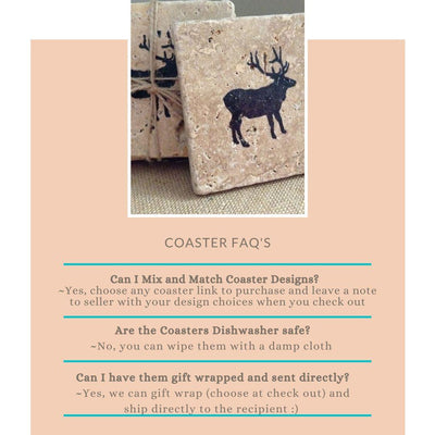 Moose Cabin Coasters Set of 4 - A Rustic Feeling