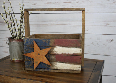 American Flag Wood Tote - A Rustic Feeling