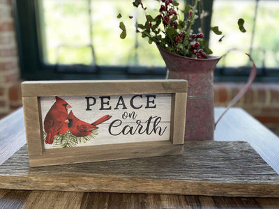 Christmas Cardinals Peace on Earth Rustic Sign - A Rustic Feeling