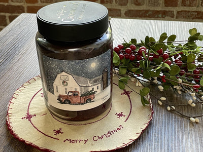 Primitive Merry Christmas Candle Mat - A Rustic Feeling
