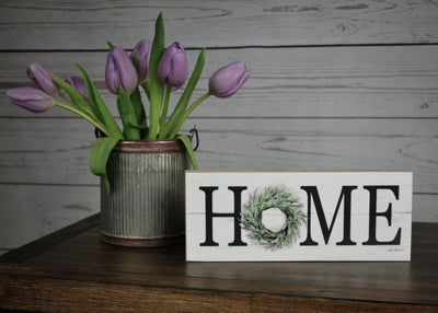 Home Sign with Wreath Lavender - A Rustic Feeling