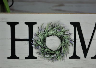 Home Sign with Wreath Lavender - A Rustic Feeling