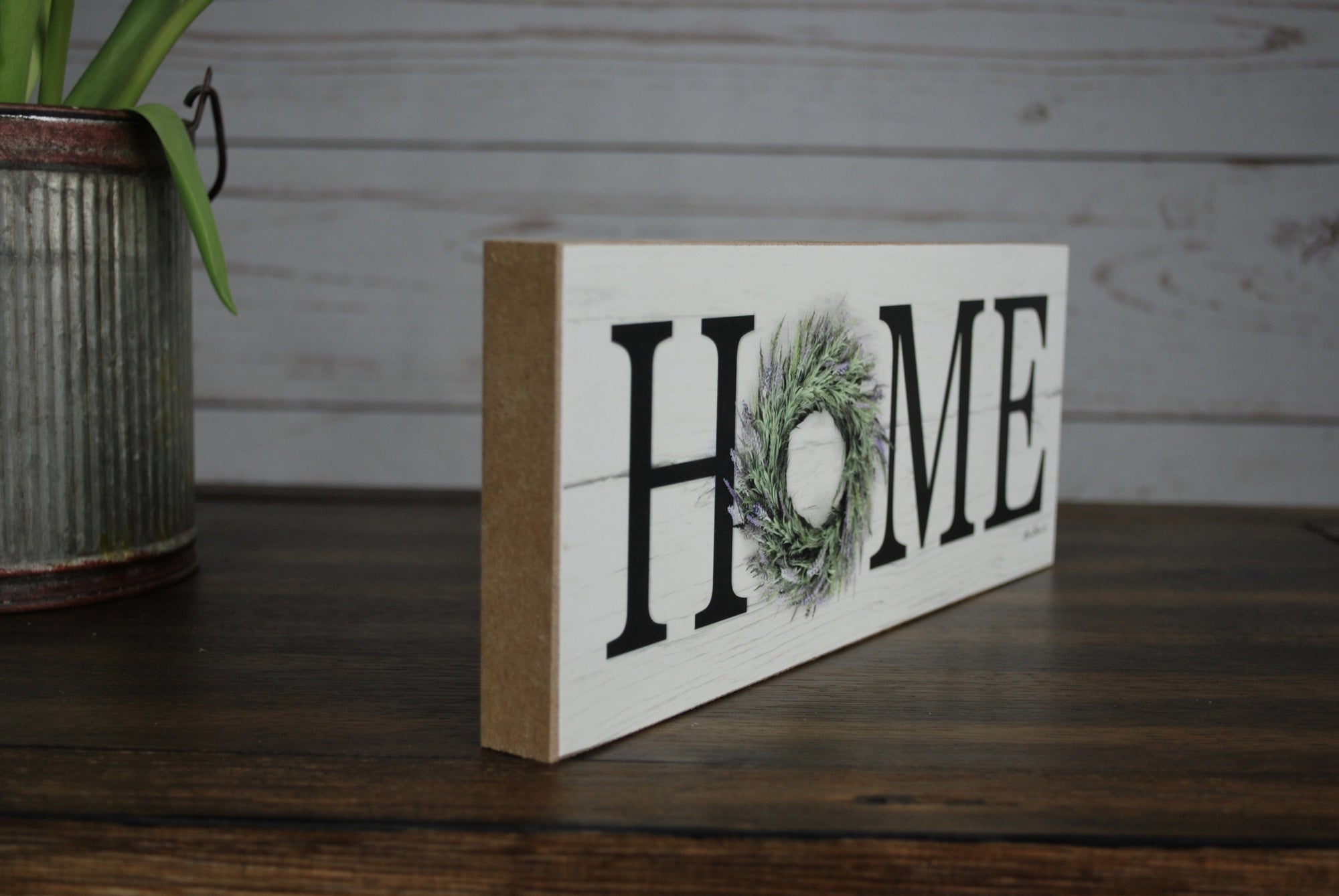 Home Sign with Wreath Lavender - A Rustic Feeling