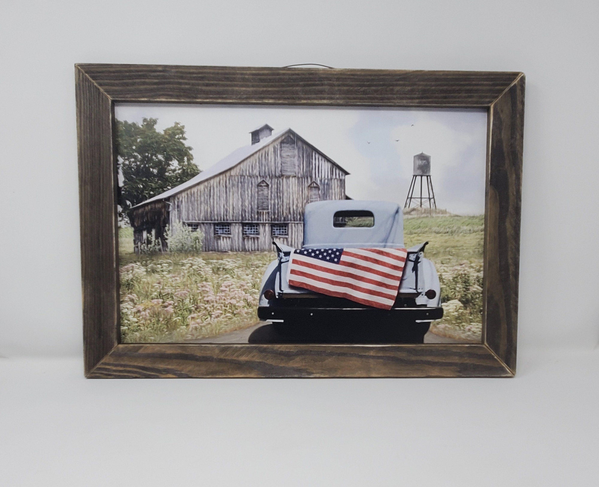 Vintage Truck with American Flag Framed Print - A Rustic Feeling