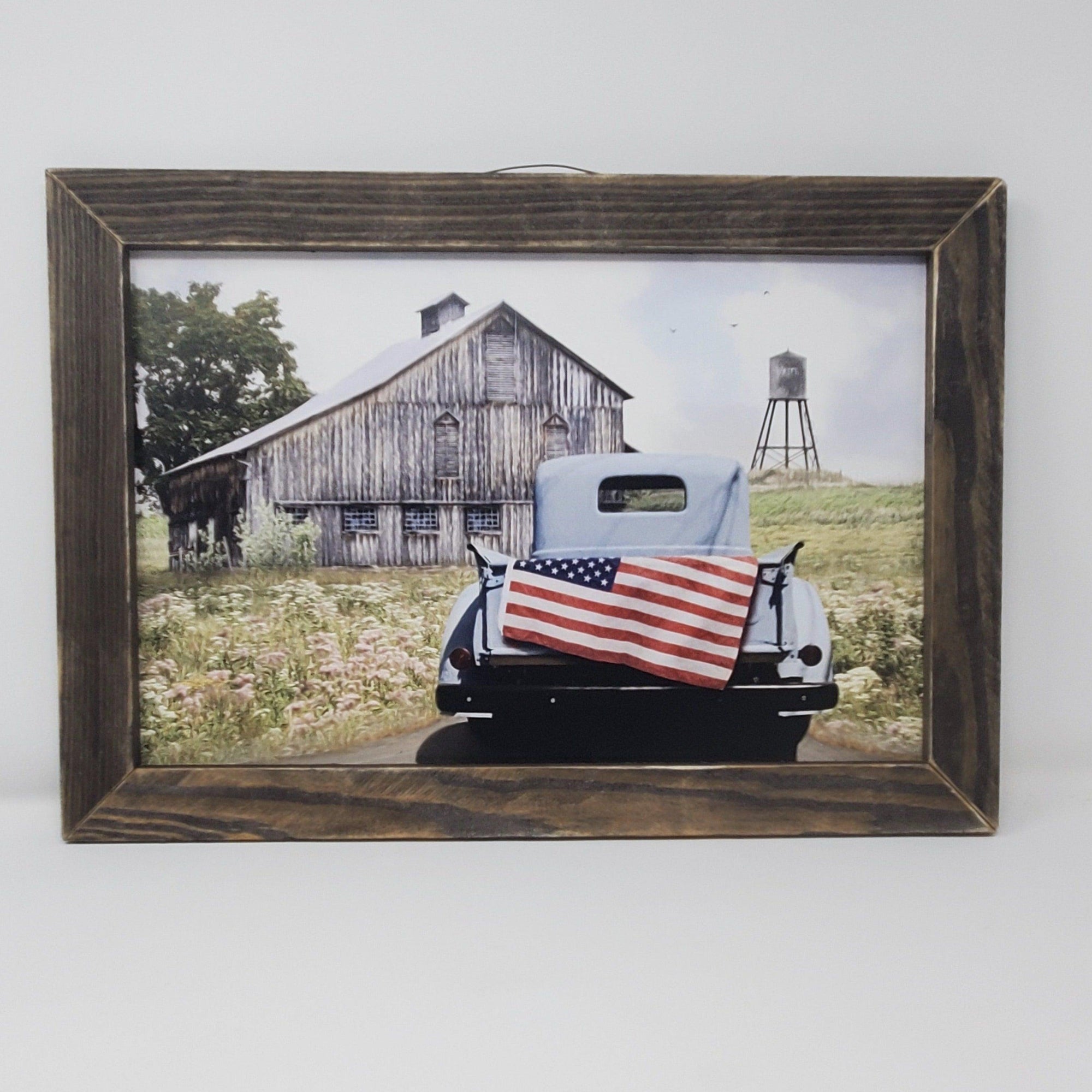 Vintage Truck with American Flag Framed Print - A Rustic Feeling