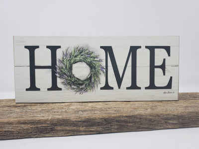 Home Sign with Wreath Lavender - A Rustic Feeling