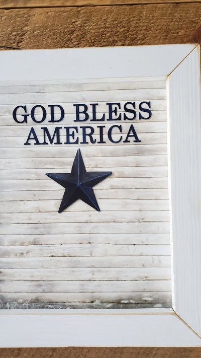 God Bless America Patriotic Rustic Sign