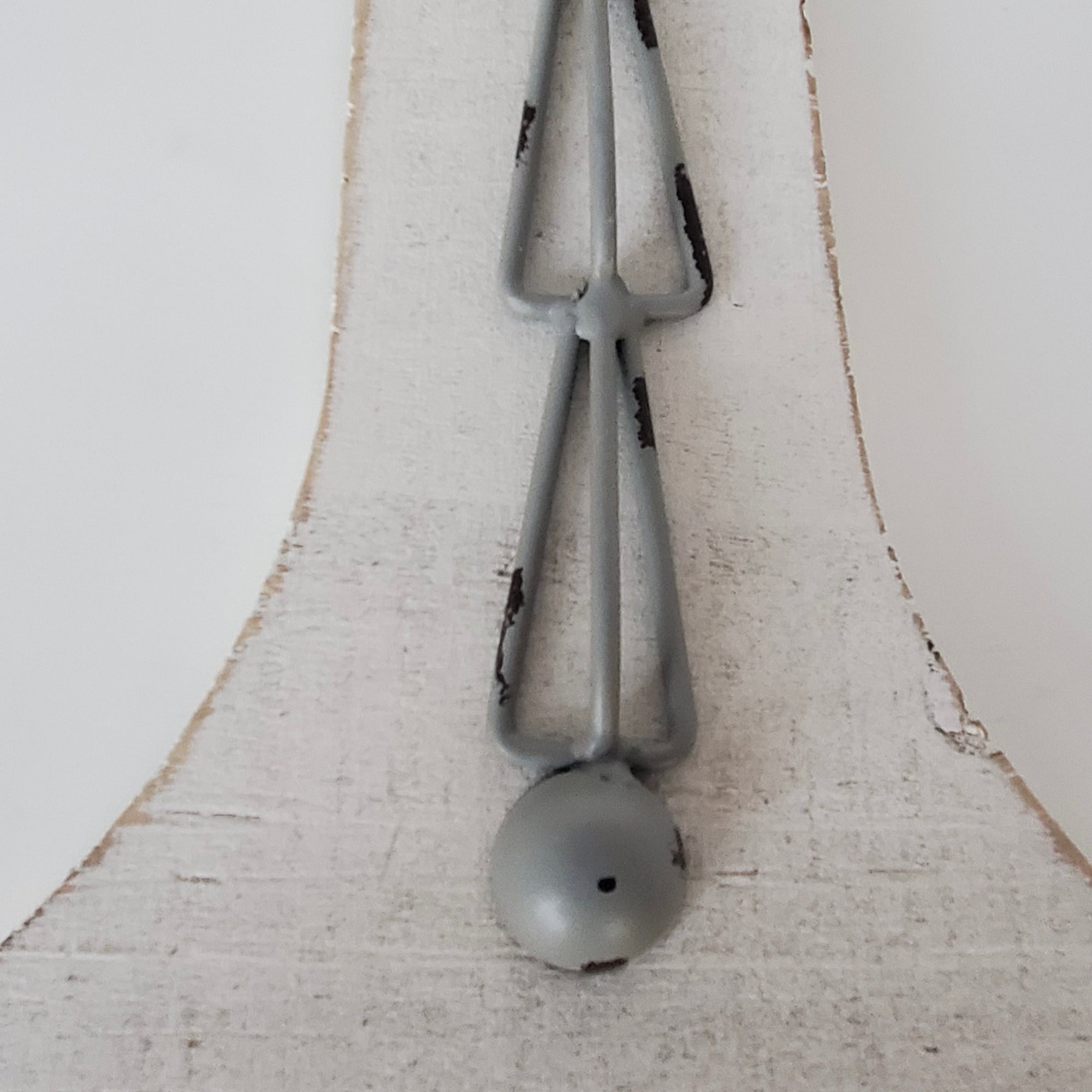 Wooden Cross with Gray Metal Accent