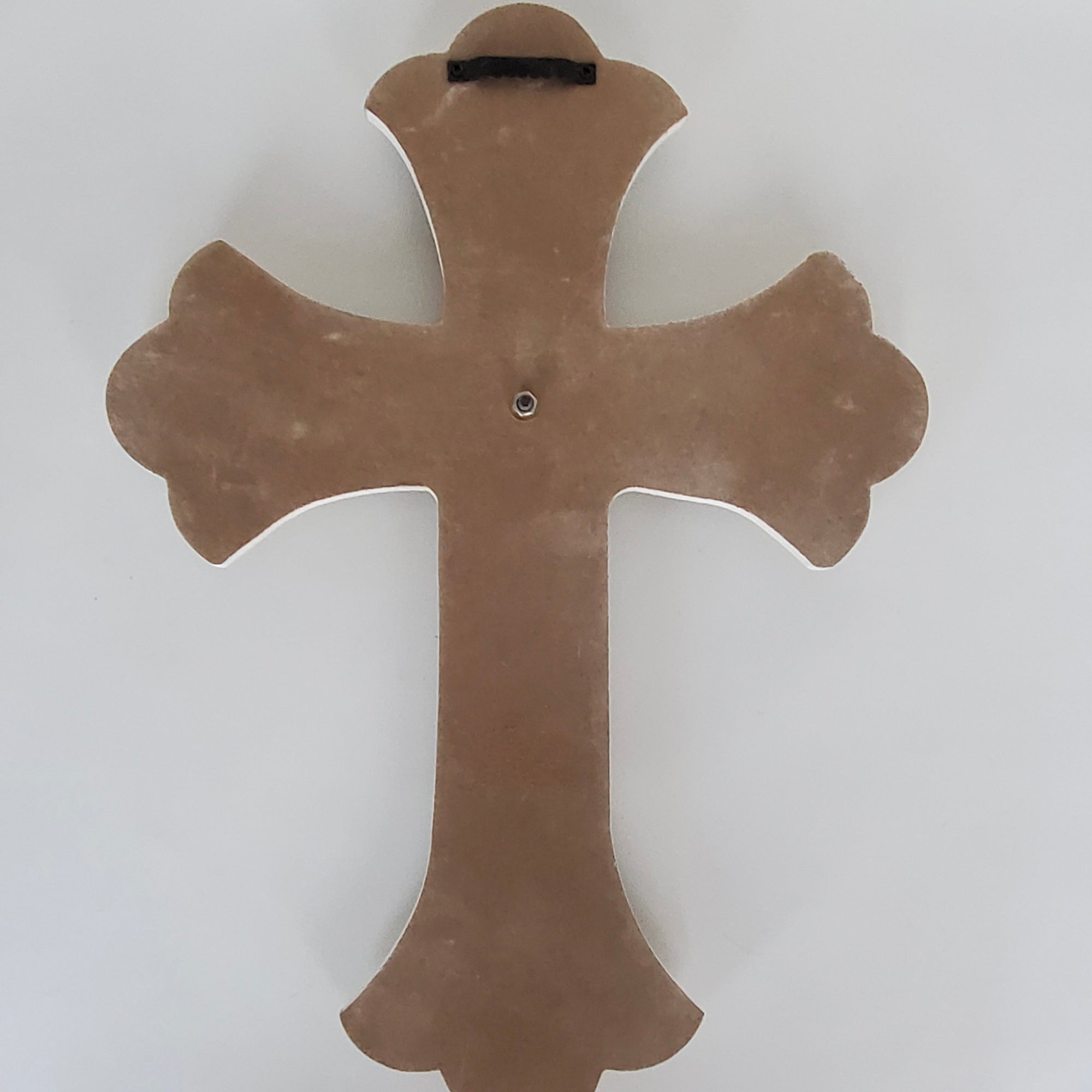 Wooden Cross with Gray Metal Accent