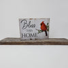Bless This Home Cardinal Block – Rustic Wooden Shelf Sitter