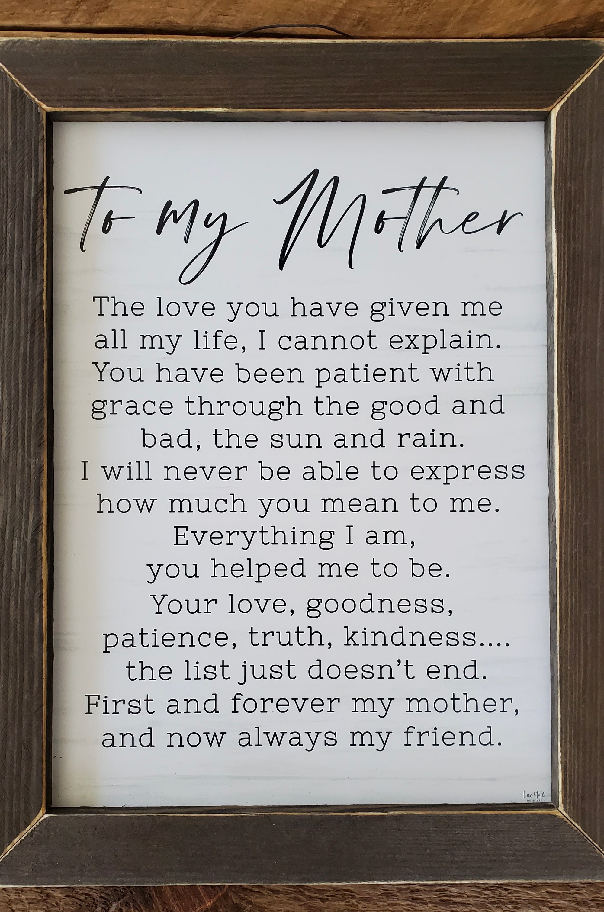 To My Mother Inspirational Print