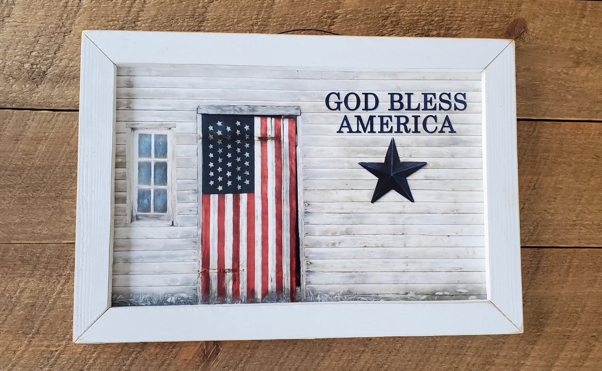 God Bless America Patriotic Rustic Sign