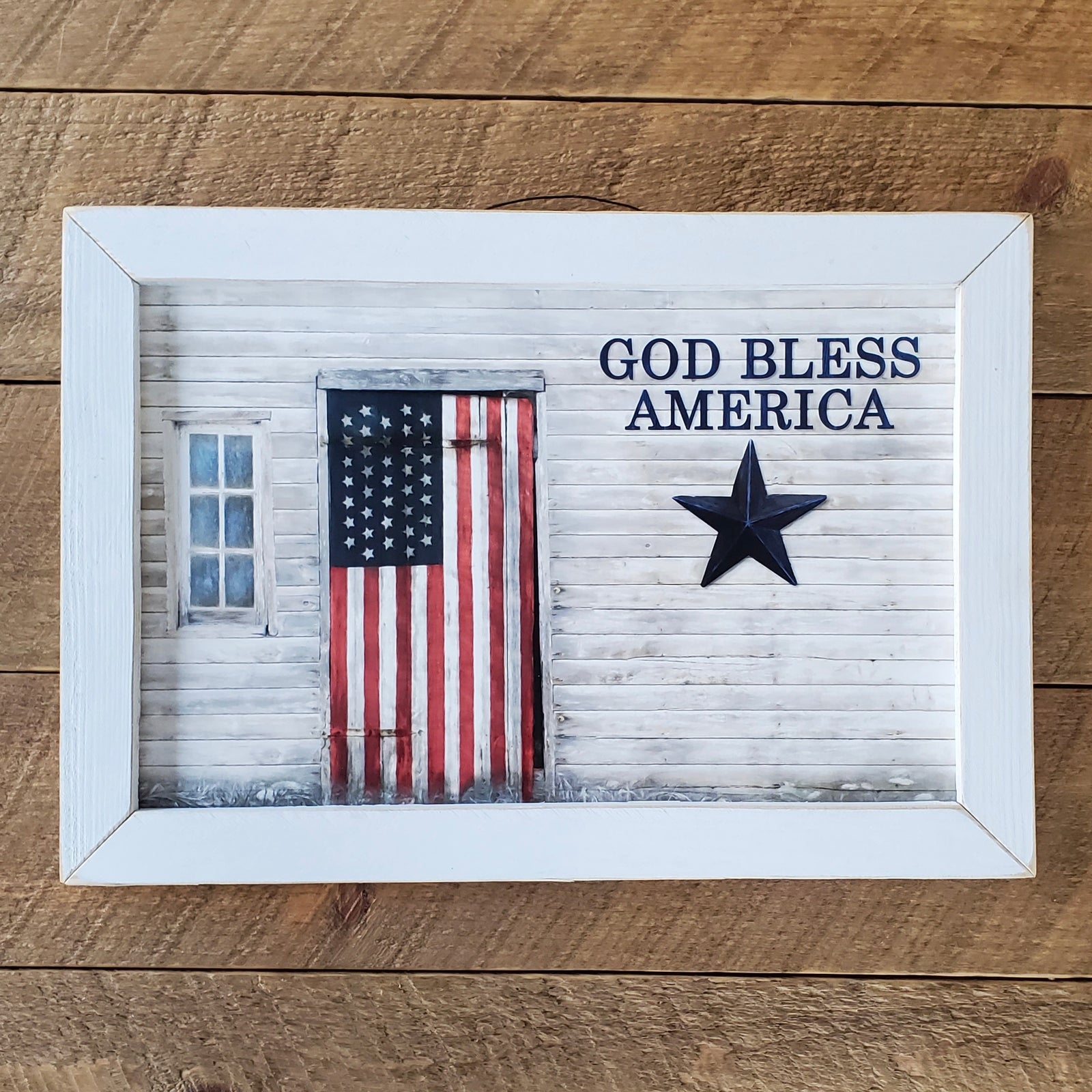 God Bless America Patriotic Rustic Sign