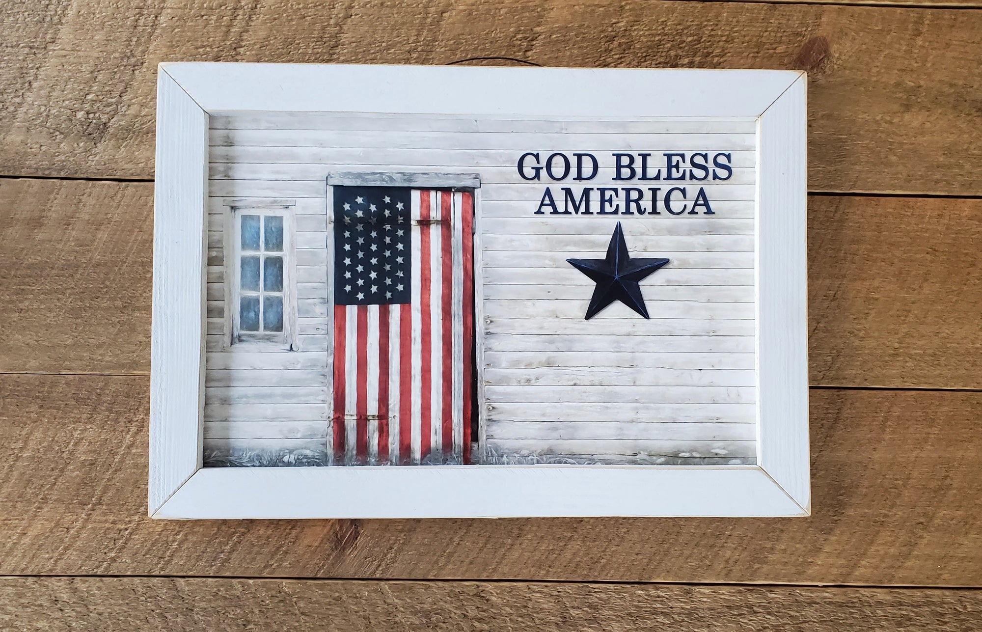 God Bless America Patriotic Rustic Sign