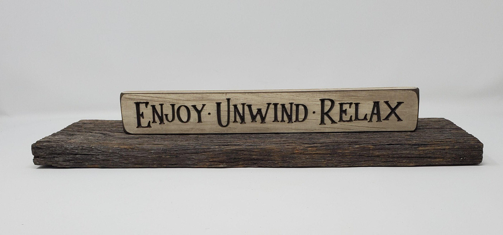 Bathroom Wood Sign Enjoy Unwind Relax - A Rustic Feeling