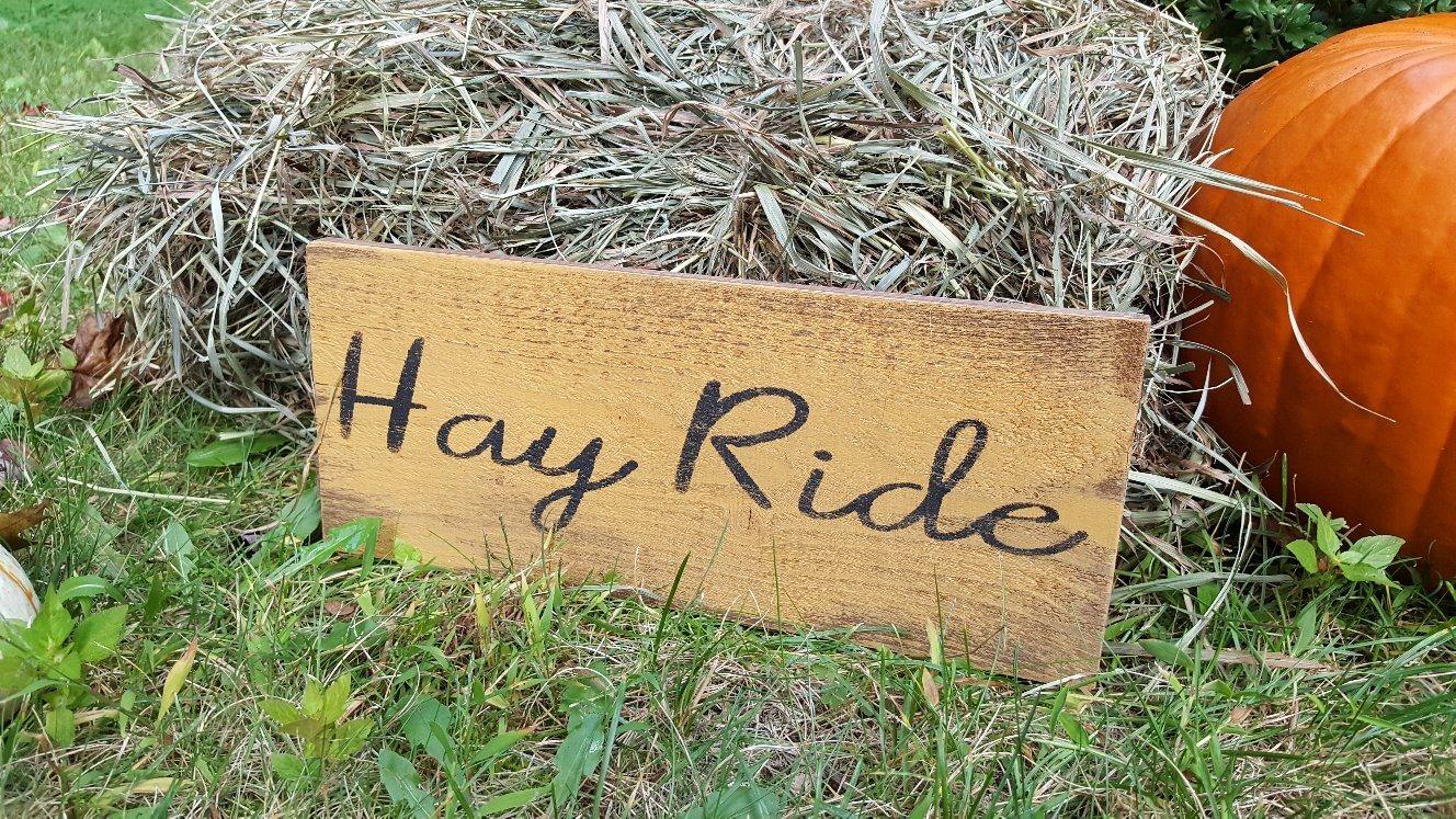 Hay Ride Wood Fall Sign - A Rustic Feeling