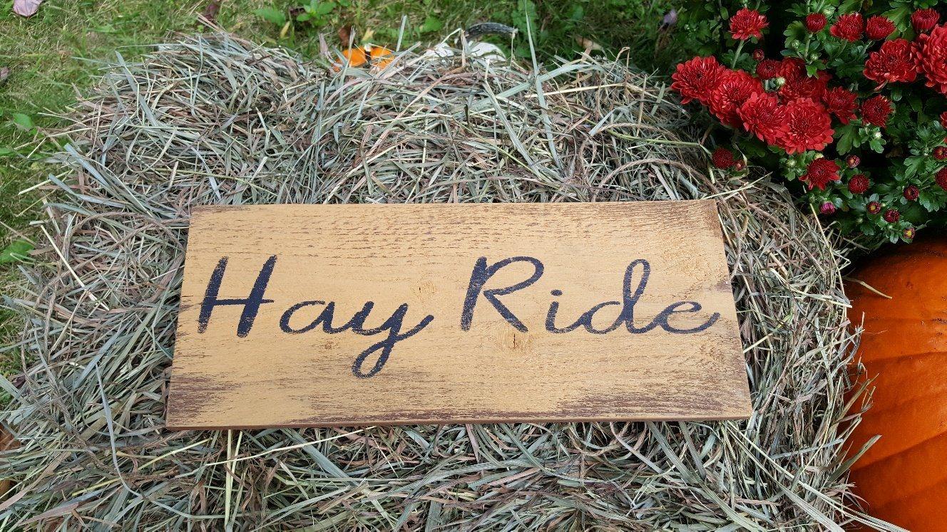 Hay Ride Wood Fall Sign - A Rustic Feeling
