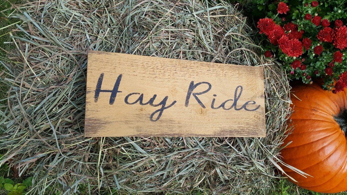 Hay Ride Wood Fall Sign - A Rustic Feeling