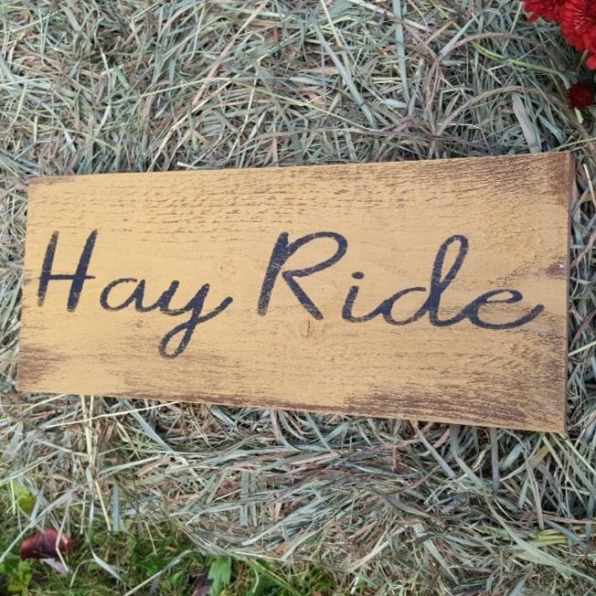 Hay Ride Wood Fall Sign - A Rustic Feeling