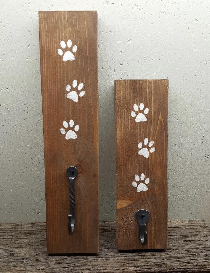 Dog Leash Holder with Hand Forged Hooks - A Rustic Feeling