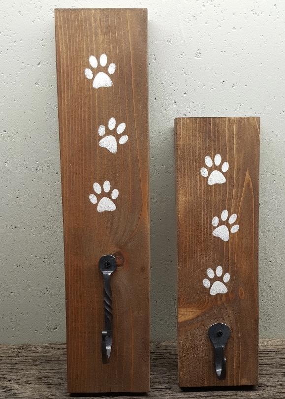 Dog Leash Holder with Hand Forged Hooks - A Rustic Feeling