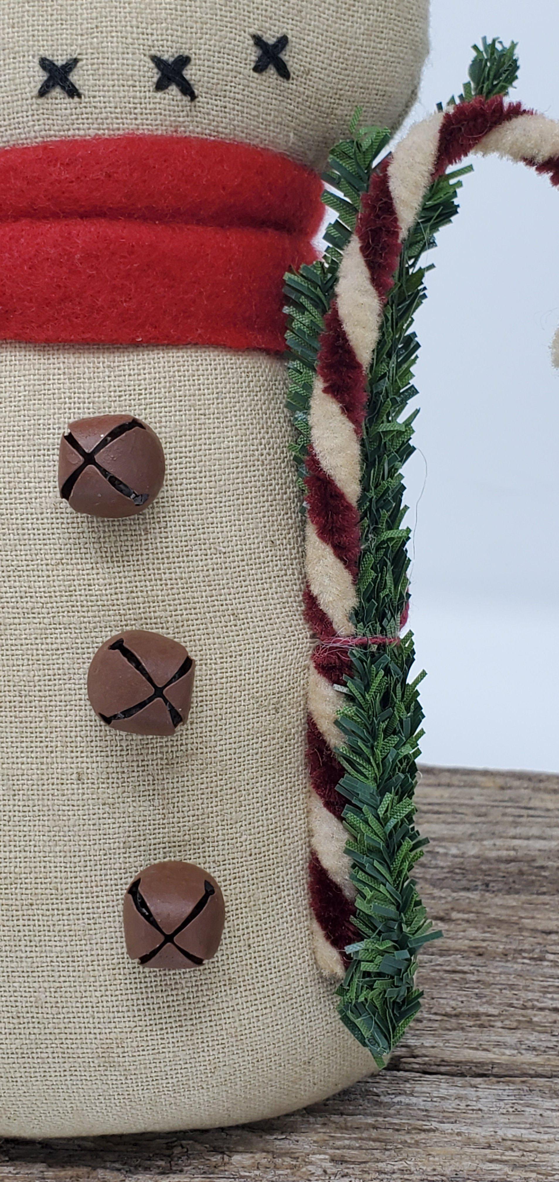 Primitive Snowman with Candy Cane - A Rustic Feeling