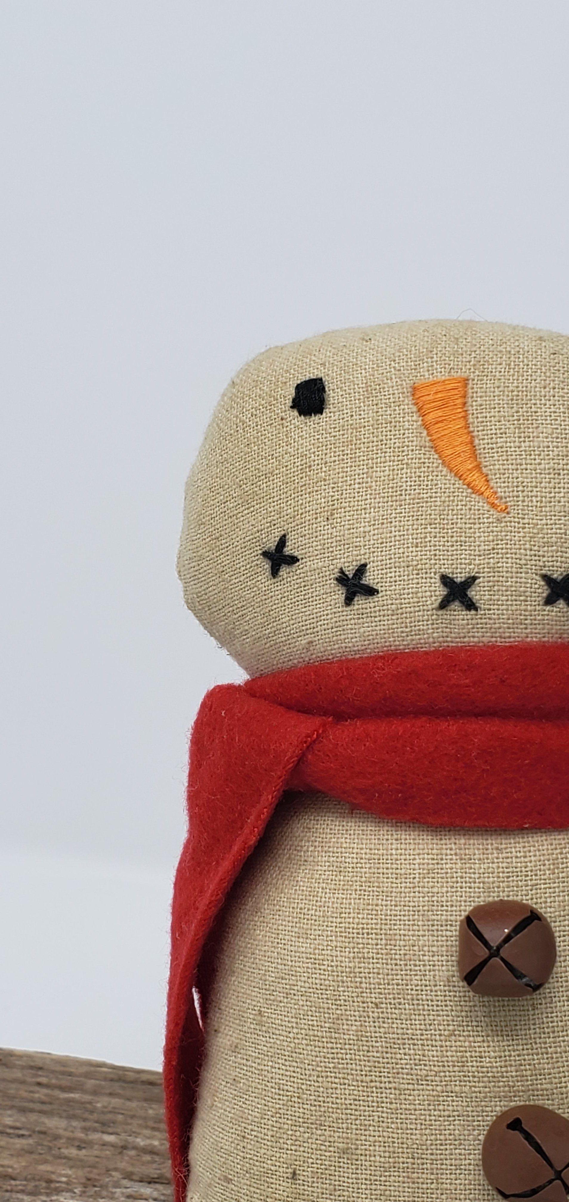 Primitive Snowman with Candy Cane - A Rustic Feeling