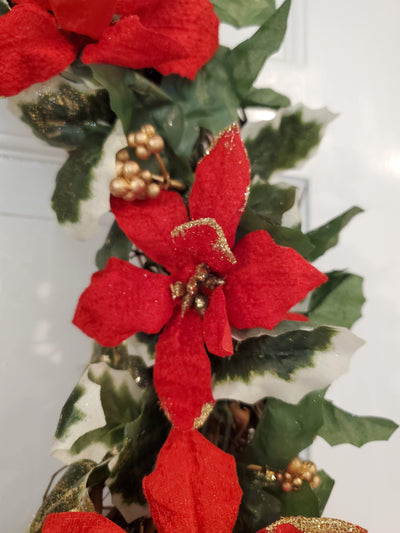 Poinsettia Wreath for your Front Door - A Rustic Feeling