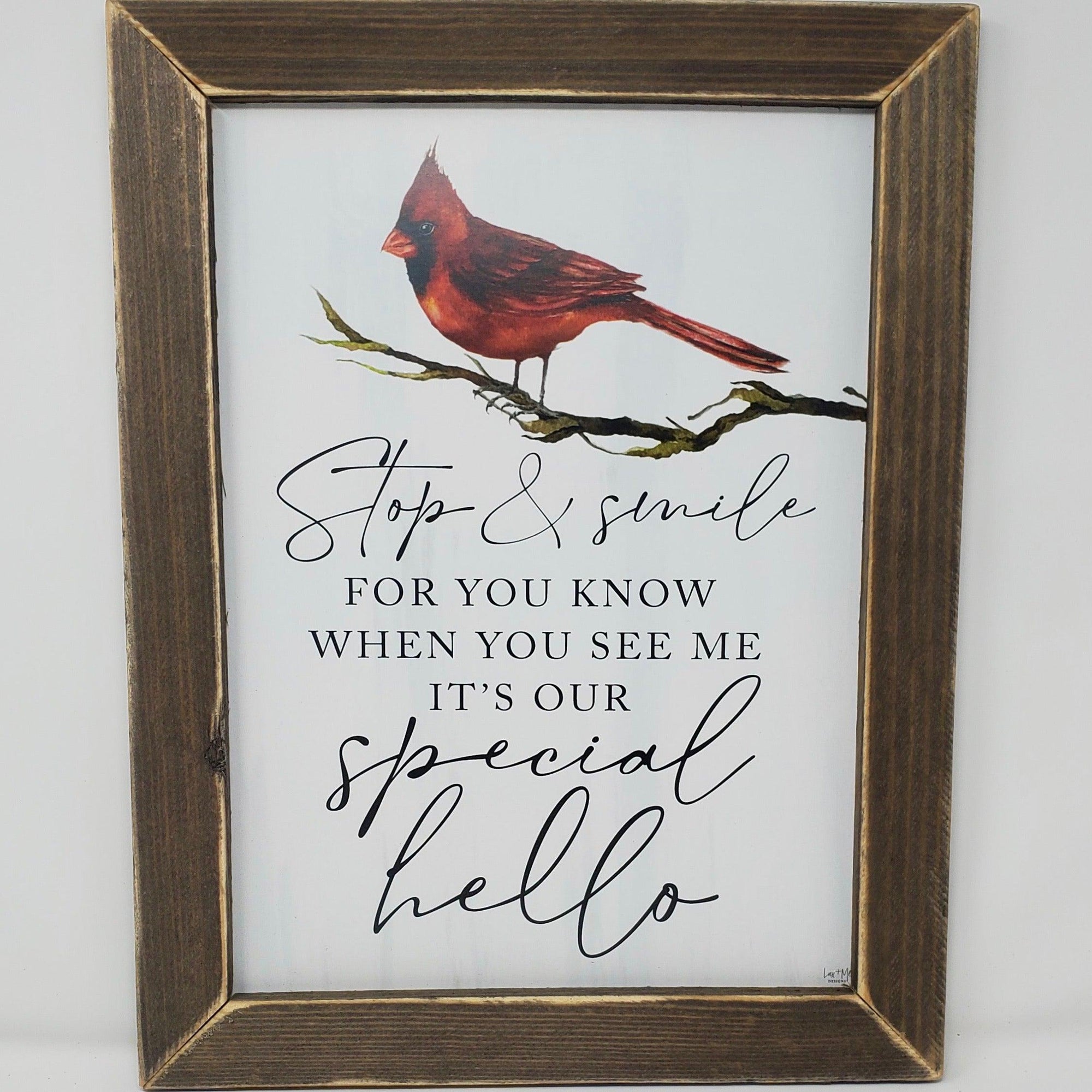 Red Cardinal Special Hello Print - A Rustic Feeling