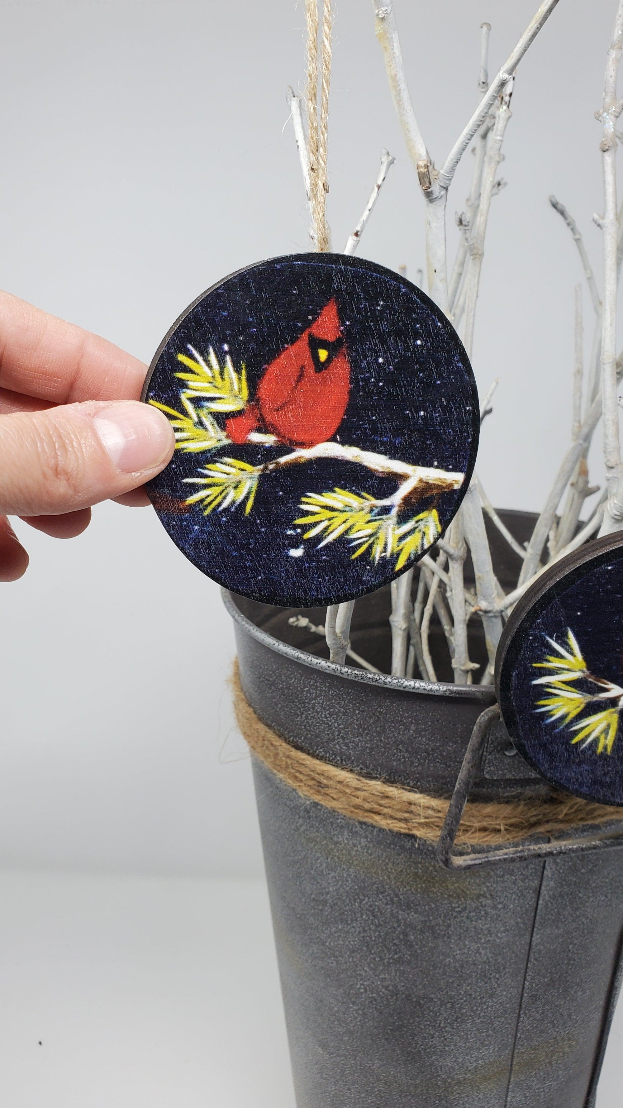 Red Cardinal Ornaments Set of 3 - A Rustic Feeling