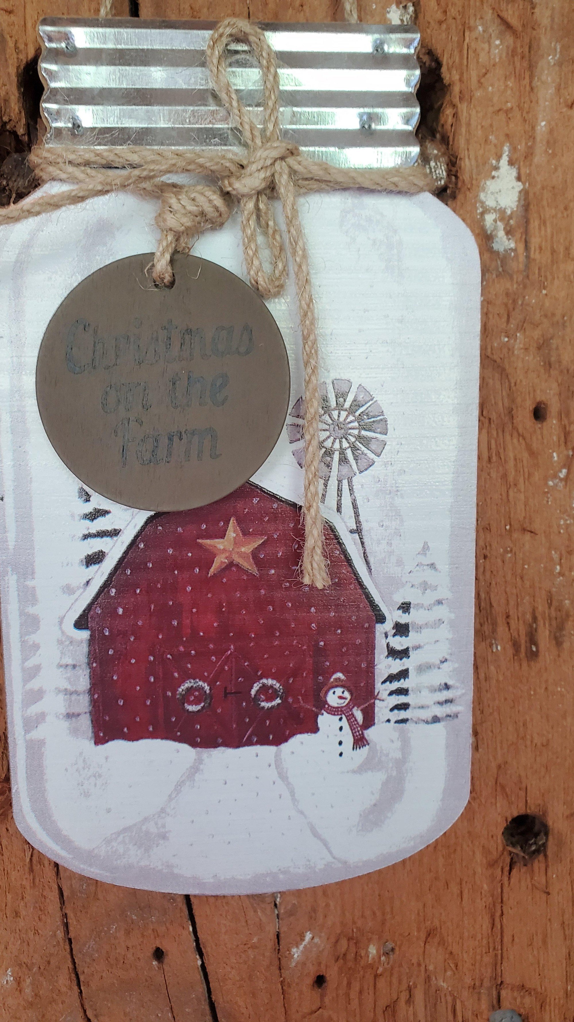 Christmas on the Farm Mason Jar Sign - A Rustic Feeling