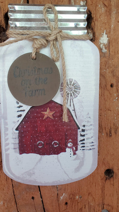 Christmas on the Farm Mason Jar Sign - A Rustic Feeling