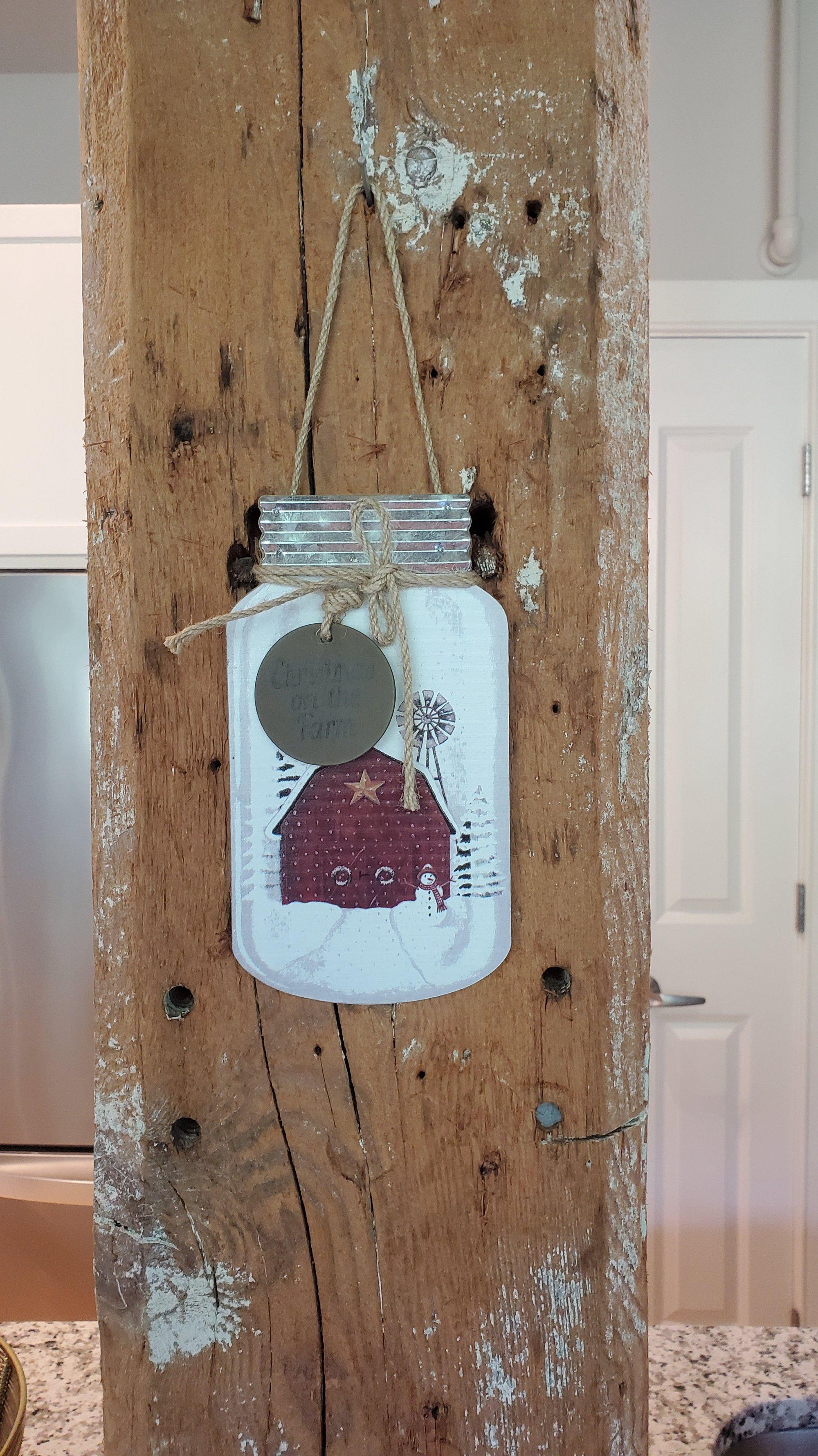 Christmas on the Farm Mason Jar Sign - A Rustic Feeling