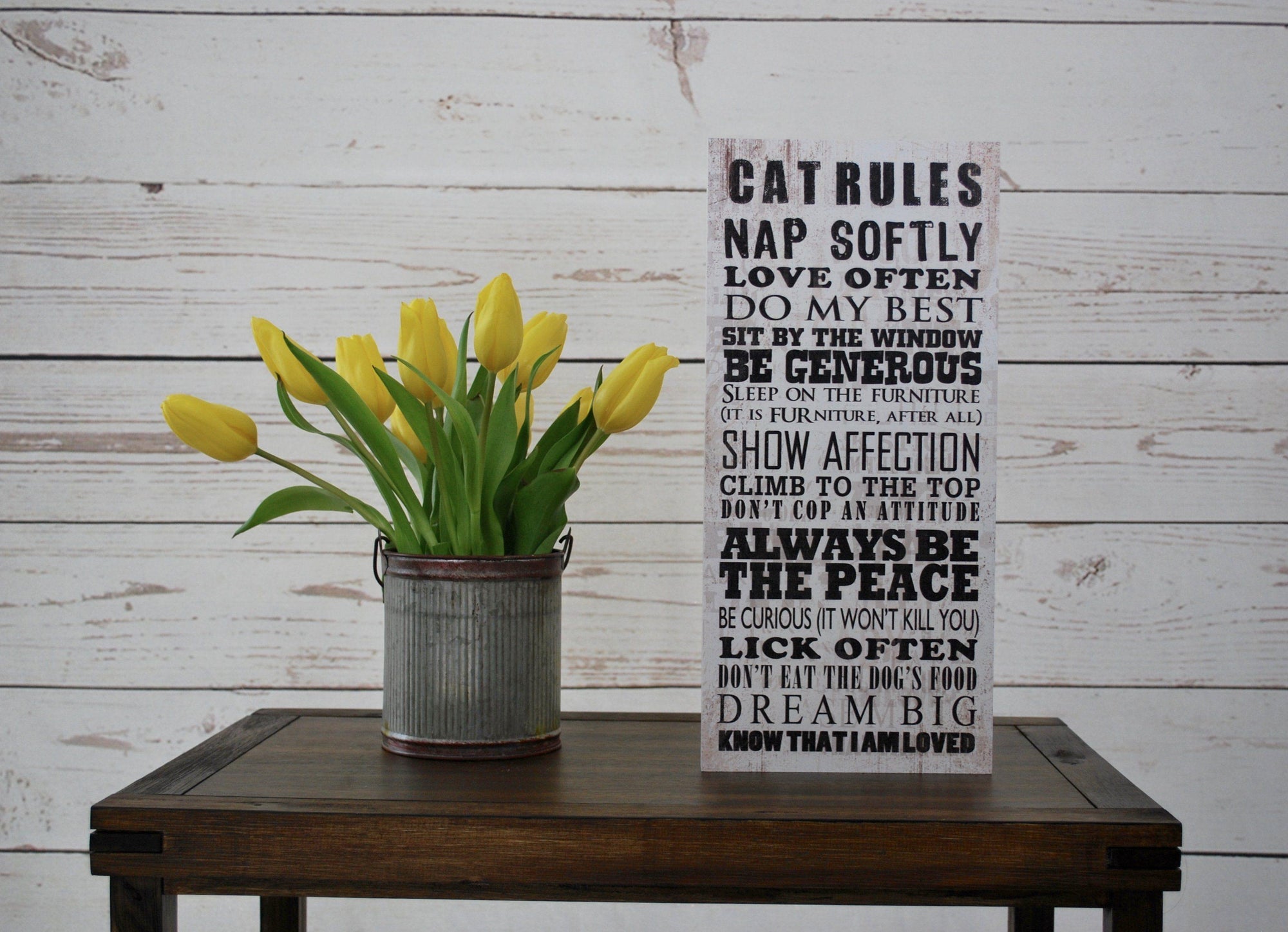 Cat Rules Rustic Sign - A Rustic Feeling