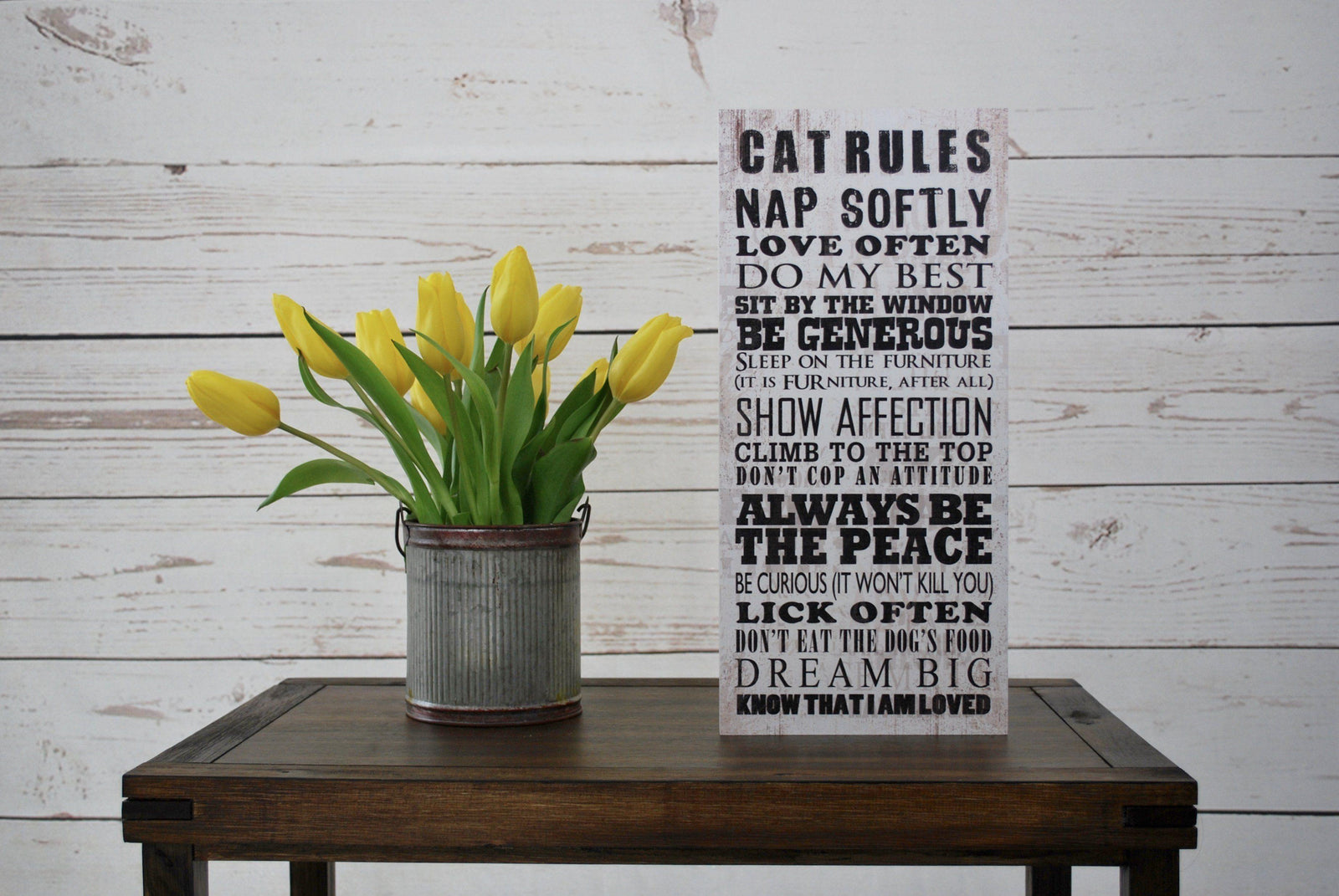 Cat Rules Rustic Sign - A Rustic Feeling