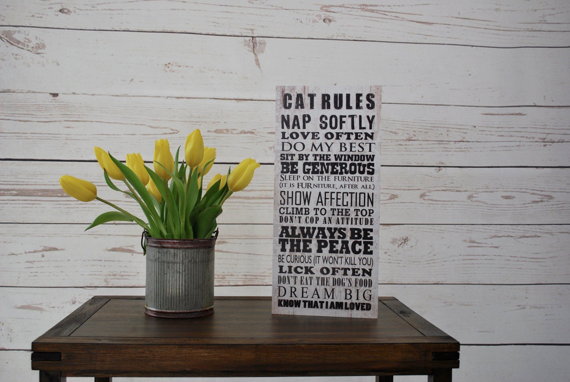 Cat Rules Rustic Sign - A Rustic Feeling