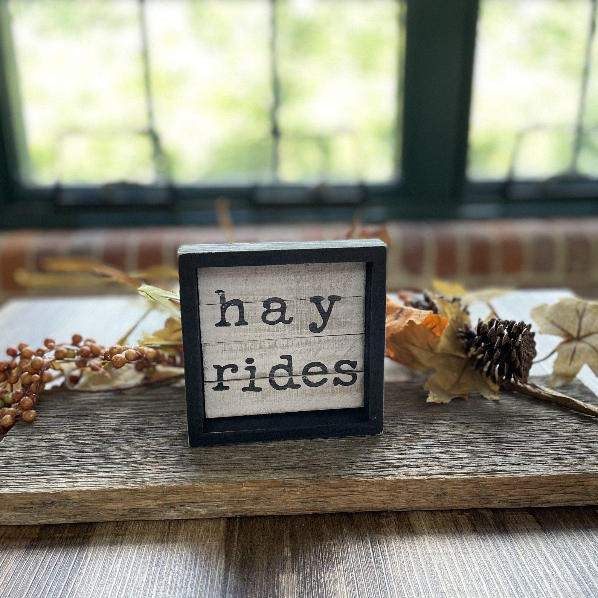 Hay Ride Farmhouse Rustic Fall Wood Sign - A Rustic Feeling