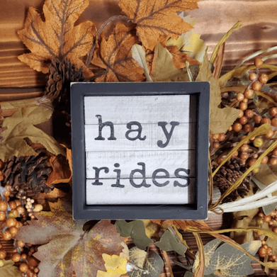 Hay Ride Farmhouse Rustic Fall Wood Sign - A Rustic Feeling