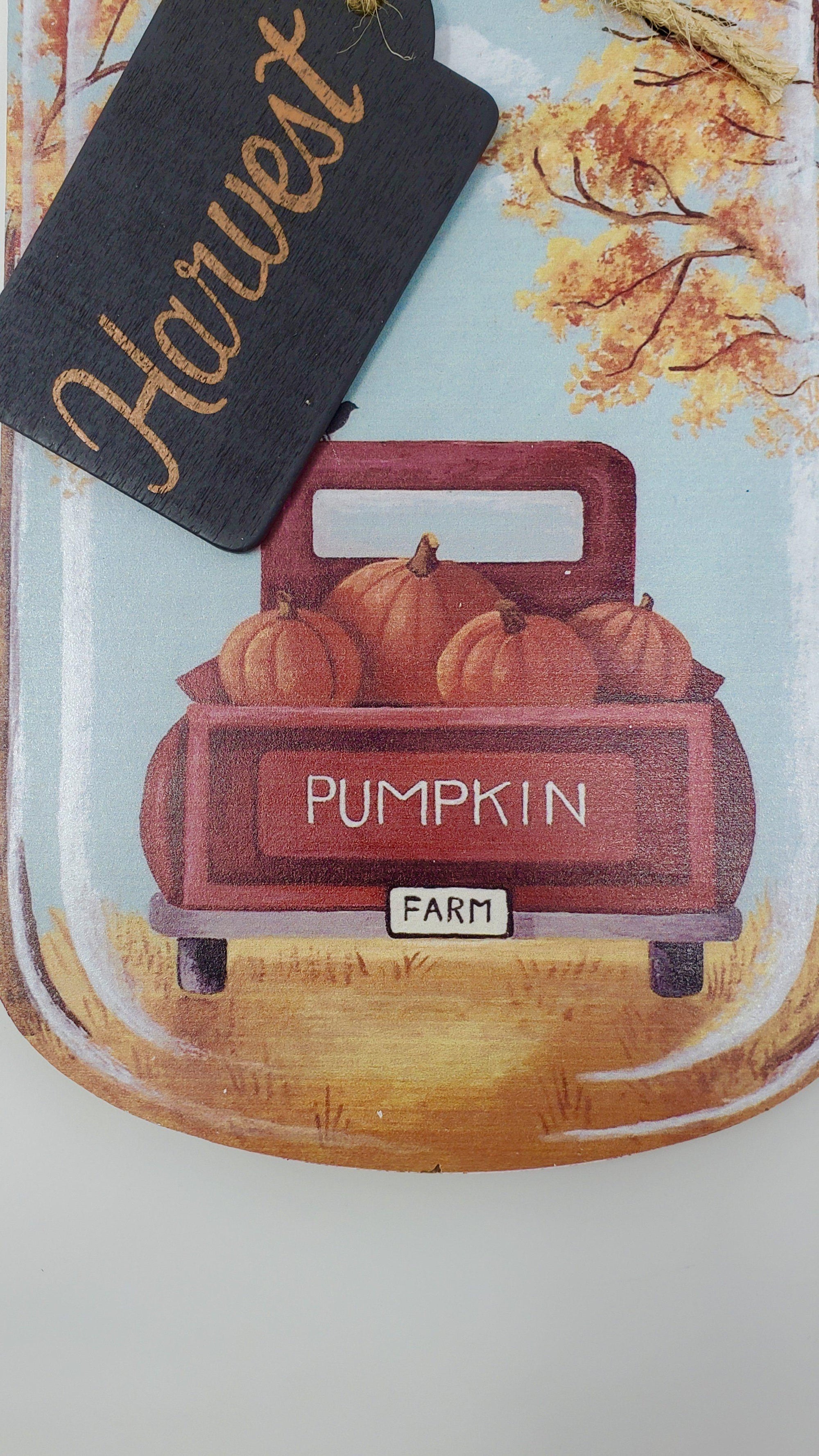 Fall Harvest Vintage Truck Wood Door Tag - A Rustic Feeling