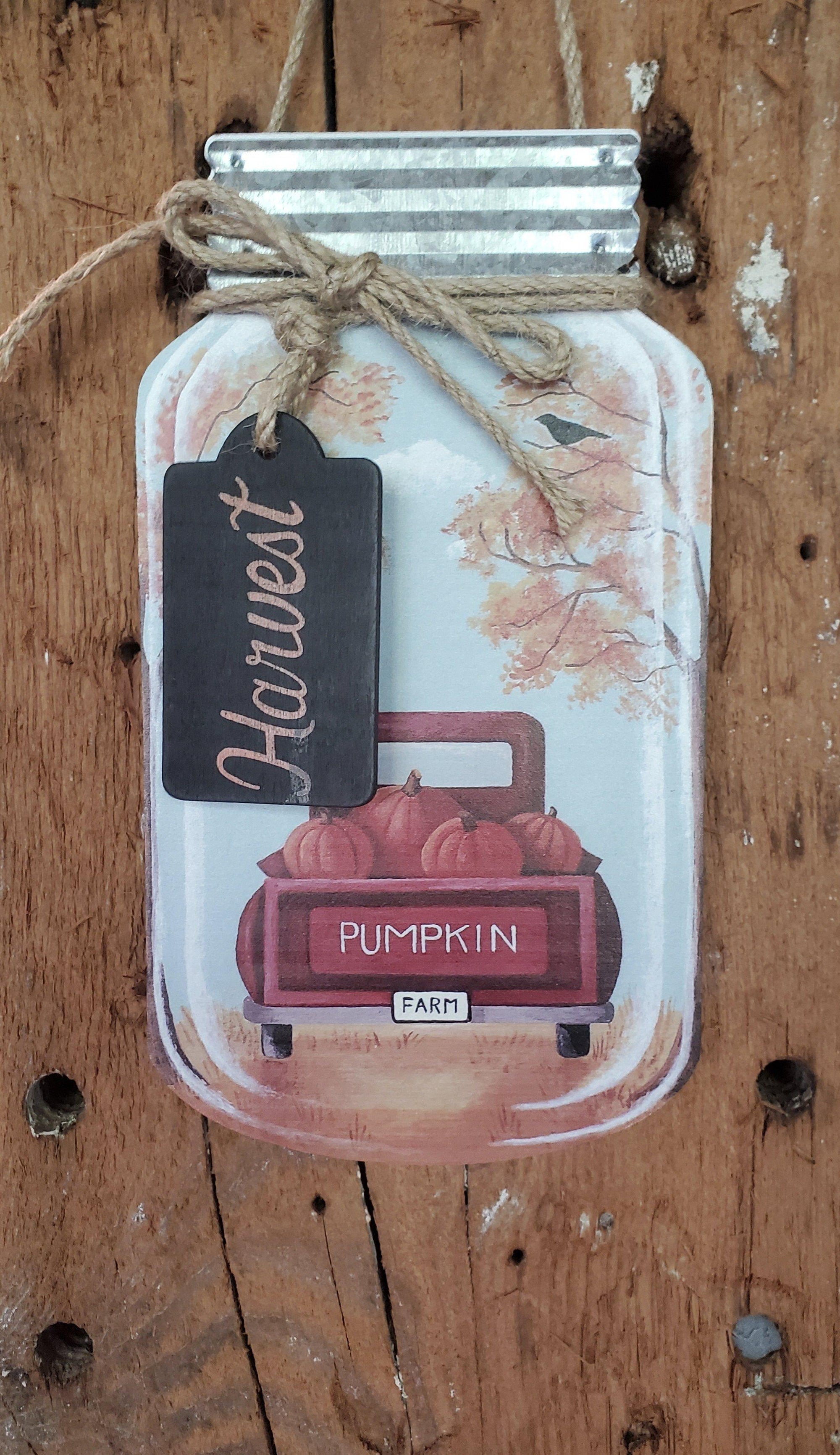 Fall Harvest Vintage Truck Wood Door Tag - A Rustic Feeling