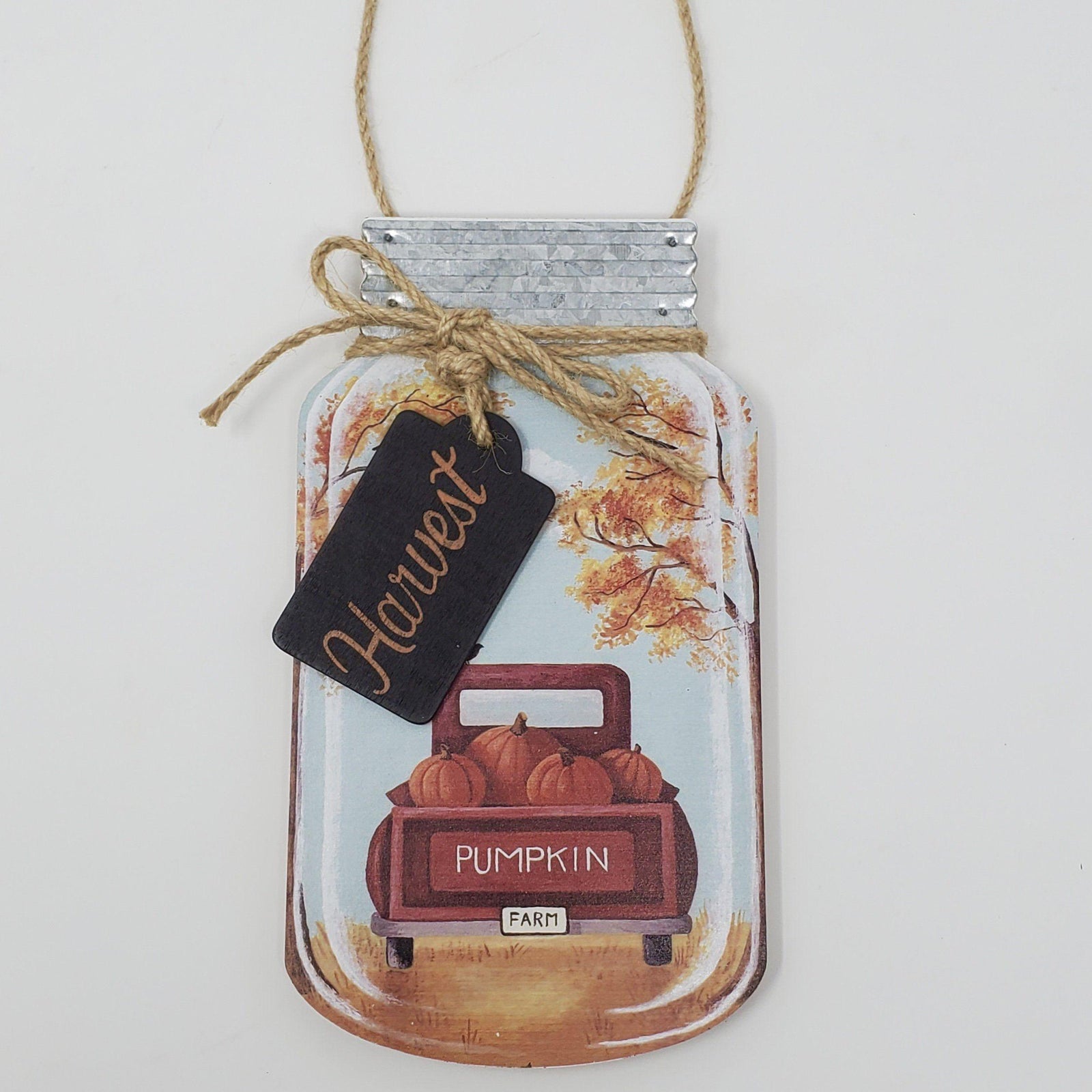 Fall Harvest Vintage Truck Wood Door Tag - A Rustic Feeling