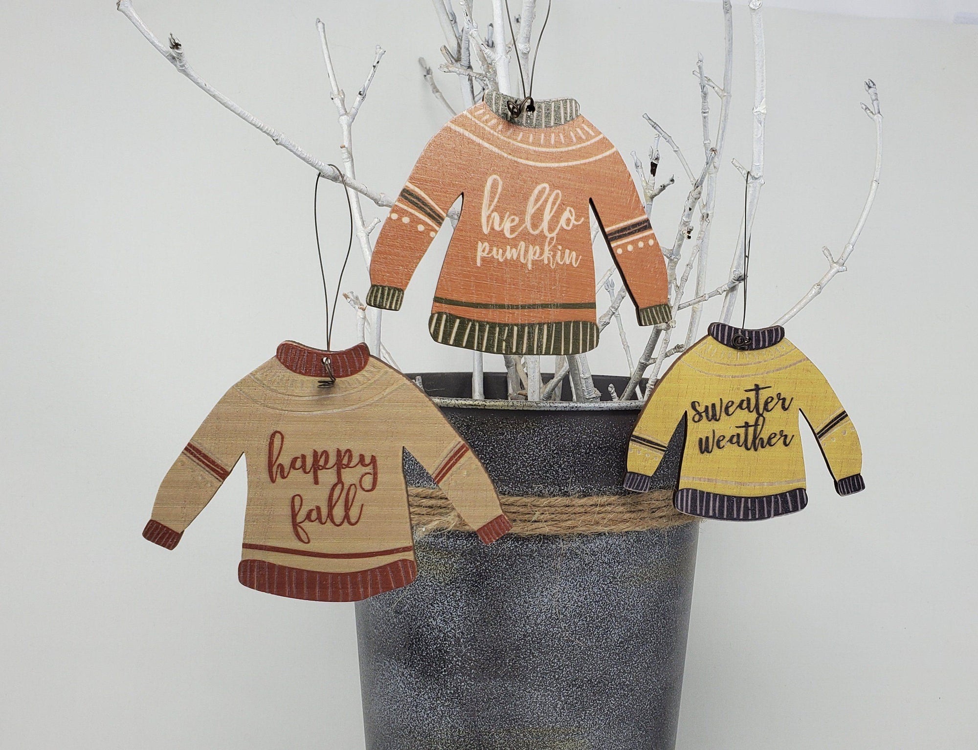 Cute Fall Sweater Decorations - Set of 3 - A Rustic Feeling