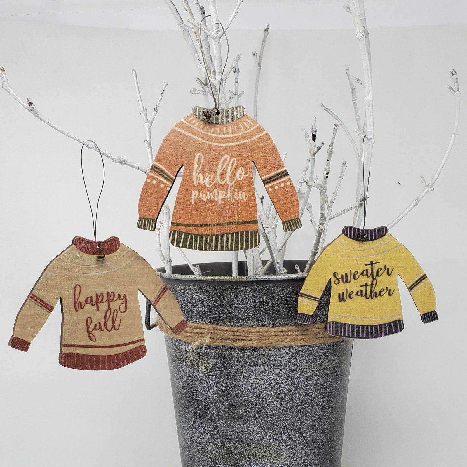 Cute Fall Sweater Decorations - Set of 3 - A Rustic Feeling