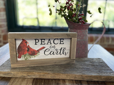 Christmas Cardinals Peace on Earth Rustic Sign - A Rustic Feeling