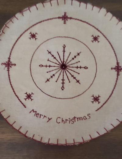 Primitive Merry Christmas Candle Mat - A Rustic Feeling