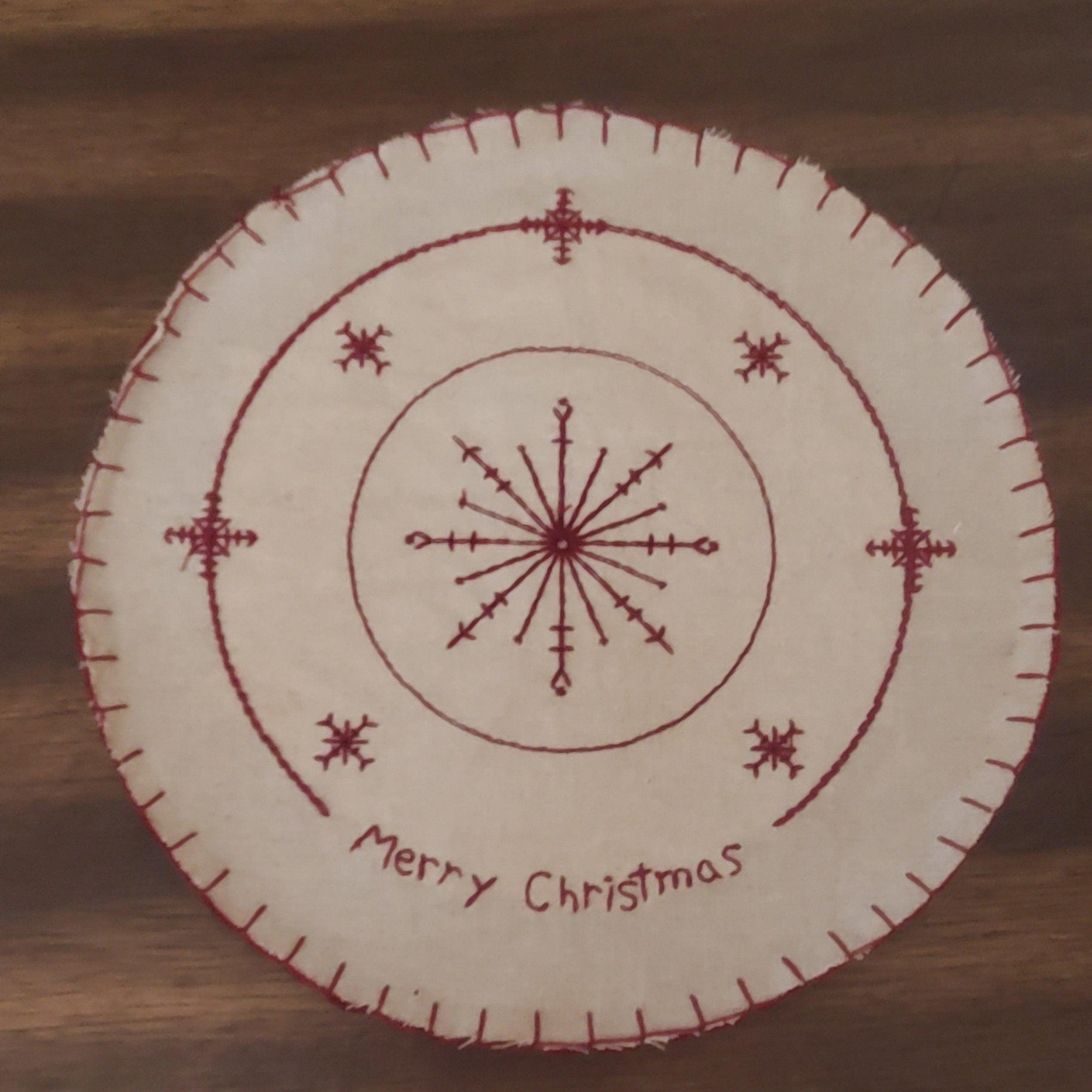 Primitive Merry Christmas Candle Mat - A Rustic Feeling