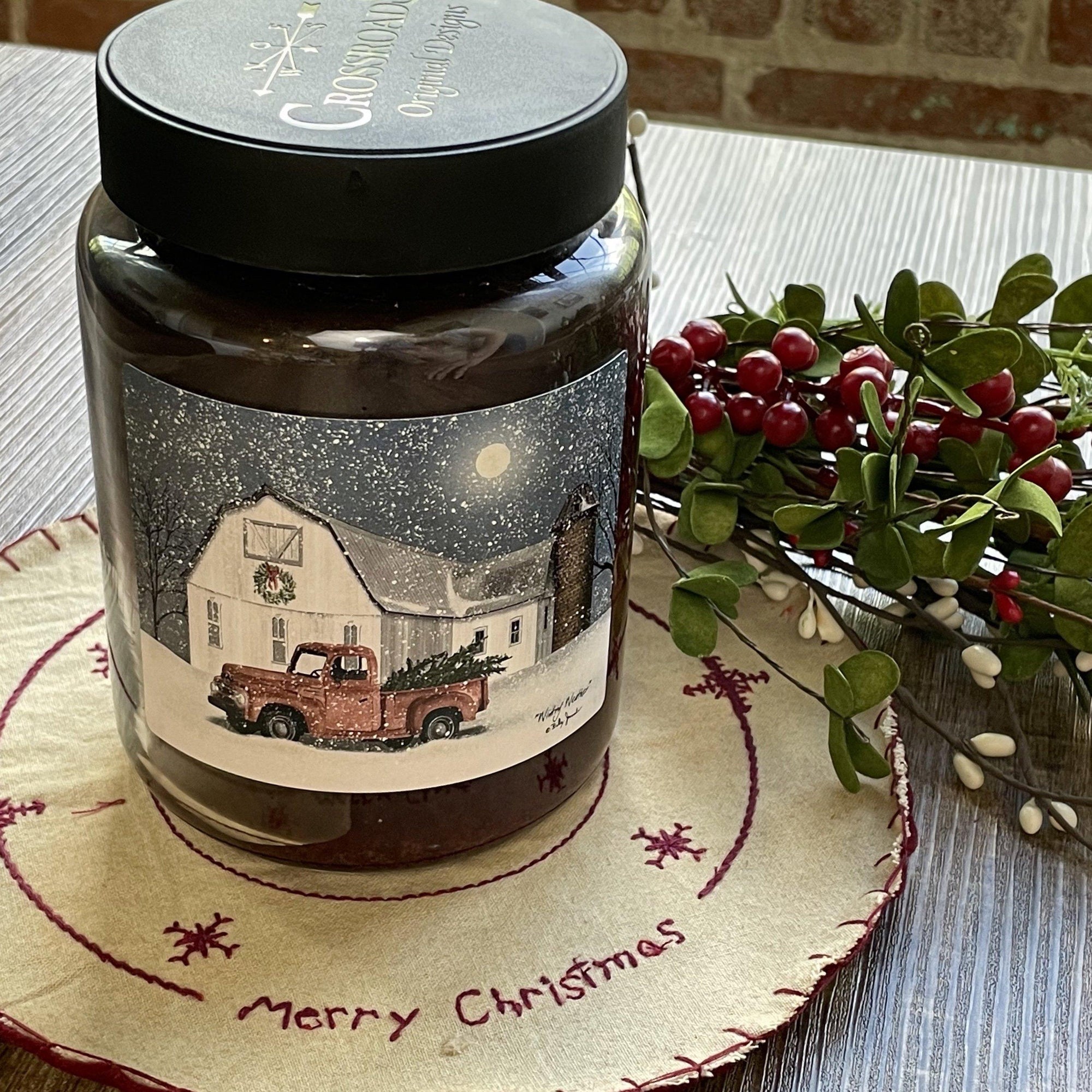 Primitive Merry Christmas Candle Mat - A Rustic Feeling