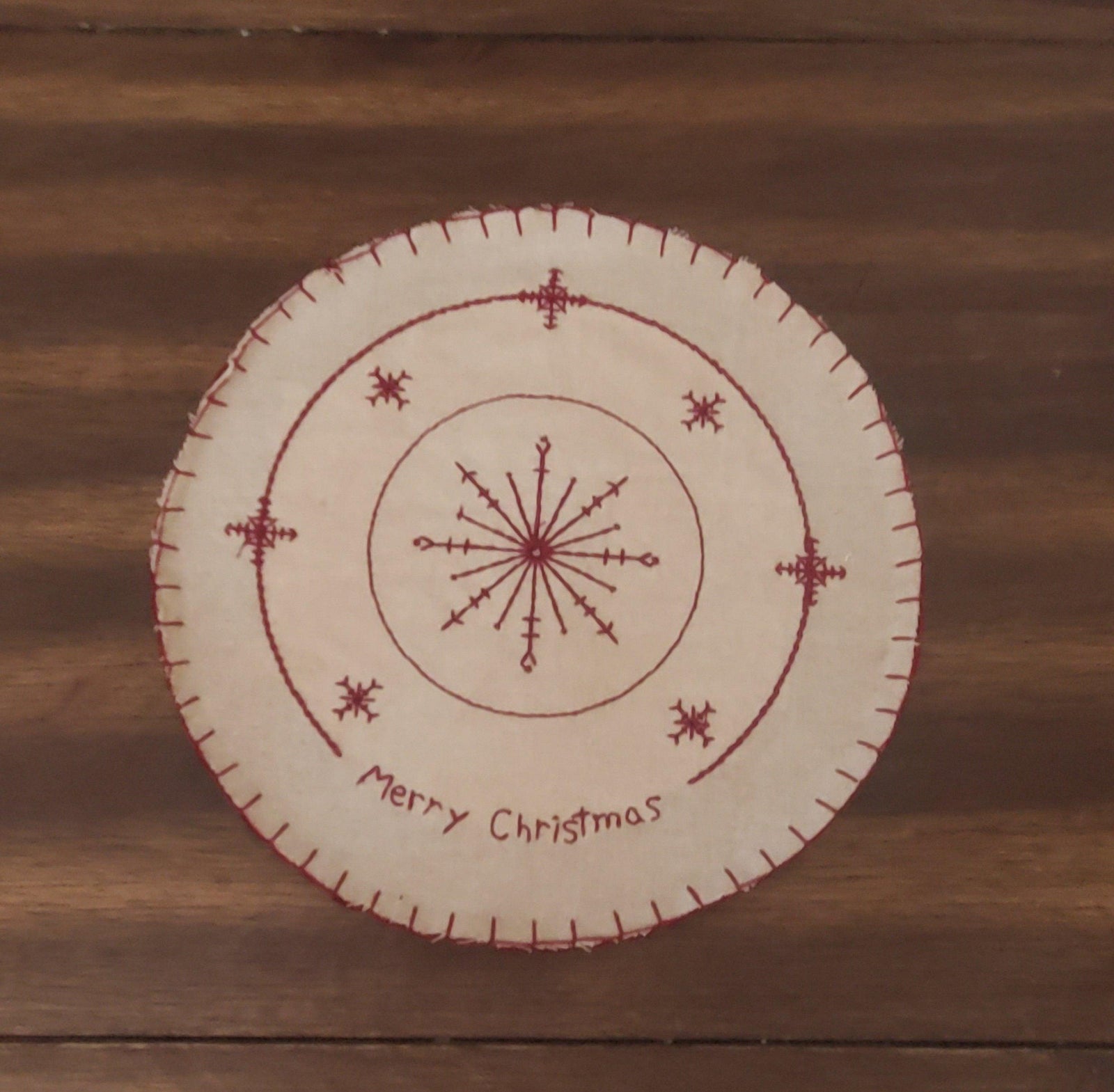 Primitive Merry Christmas Candle Mat - A Rustic Feeling