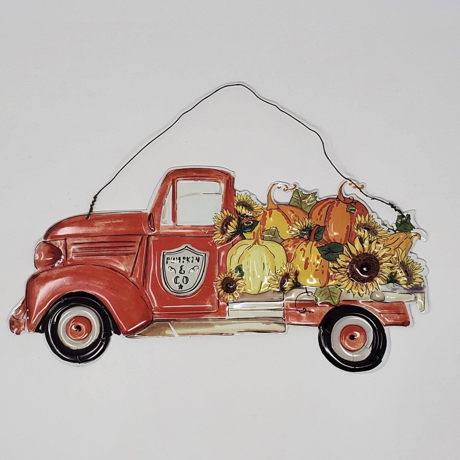 Red Vintage Truck with Pumpkins - A Rustic Feeling